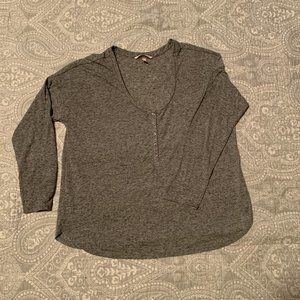 Victorias Secret Long Sleeve Gray Half Button Down